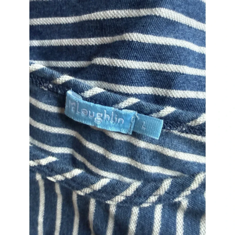 J McLaughlin Womens Large Blue White Striped Tie Front Sleeveless Nautical Tank